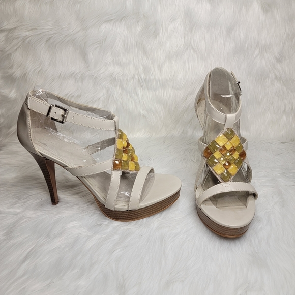 Strappy open toe high heel platforms. - Picture 4 of 13